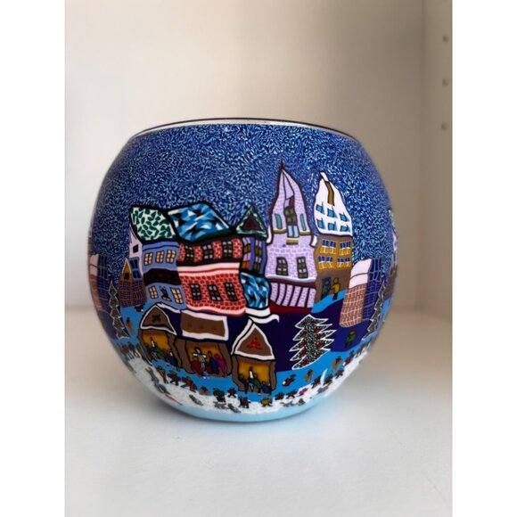 Kerzen Studio Germany Le Vitrage Leuchglas Glass Candle Village Winter Voitive - Picture 1 of 5